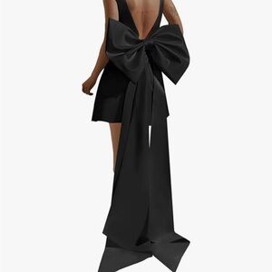 Black Bow Backless Dress